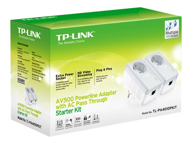 TP-Link TL-PA4010PKIT AV500+ Powerline Kit with AC Pass Through